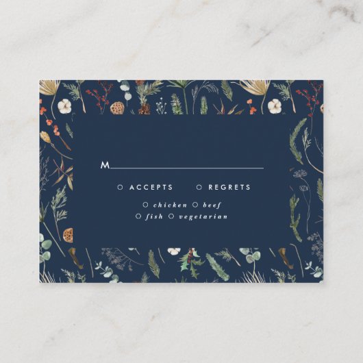 Botanisch-elegante Hochzeitsantwort Begleitkarte (Rückseite)