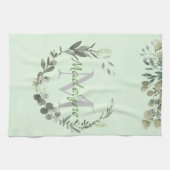 Botanisch-elegante Monogram-Wasserfarbe Geschirrtuch (Horizontal)