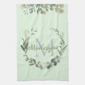 Botanisch-elegante Monogram-Wasserfarbe Geschirrtuch (Vertikal)
