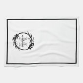 Botanisch elegante Schwarz-Weiß-Monogramm-Familie Geschirrtuch (Horizontal)