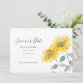 Botanisch-elegante Sonnenblume Save The Date (Stehend Vorderseite)