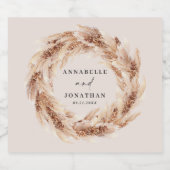 botanisch elegantes bohemianisches Pampasgras Schaumweinetikett (Einzelnes Label)