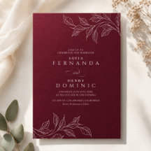 Botanisch Elegantes Burgunderrot Moderne Hochzeit
