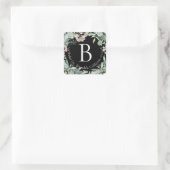 botanisch | Elegantes Monogram-Rücksendeadresse-Et Quadratischer Aufkleber (Tasche)