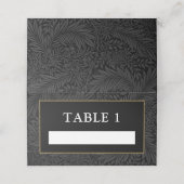 Botanisch-elegantes Schwarzes Gold Platzkarte (Außenseite Aufgefaltet)