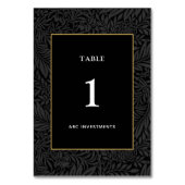 Botanisch-elegantes Schwarzes Gold Tischnummer (Rückseite)