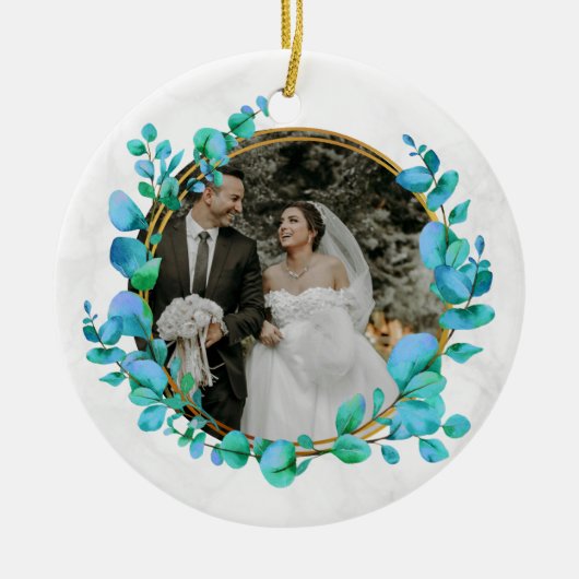 Botanisch elegantes Wasserfarbenspiel zum Hochzeit Keramik Ornament (Vorne)