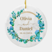 Botanisch elegantes Wasserfarbenspiel zum Hochzeit Keramik Ornament (Hinten)