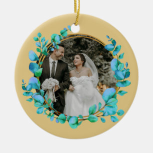 Botanisch elegantes Wasserfarbenspiel zum Hochzeit Keramik Ornament