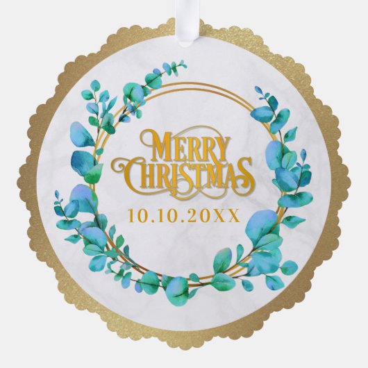 Botanisch elegantes Wasserfarbenspiel zum Hochzeit Ornament Karte (Rückseite)