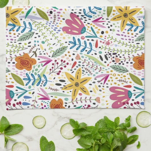 Botanisch farbenfroh geschirrtuch (Gefaltet)