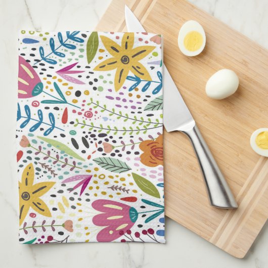 Botanisch farbenfroh geschirrtuch (Viertel Falte)