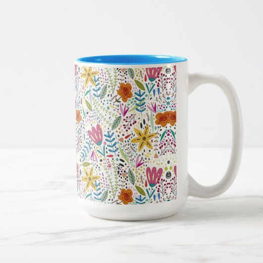 Botanisch farbenfroh zweifarbige tasse (Rechts)