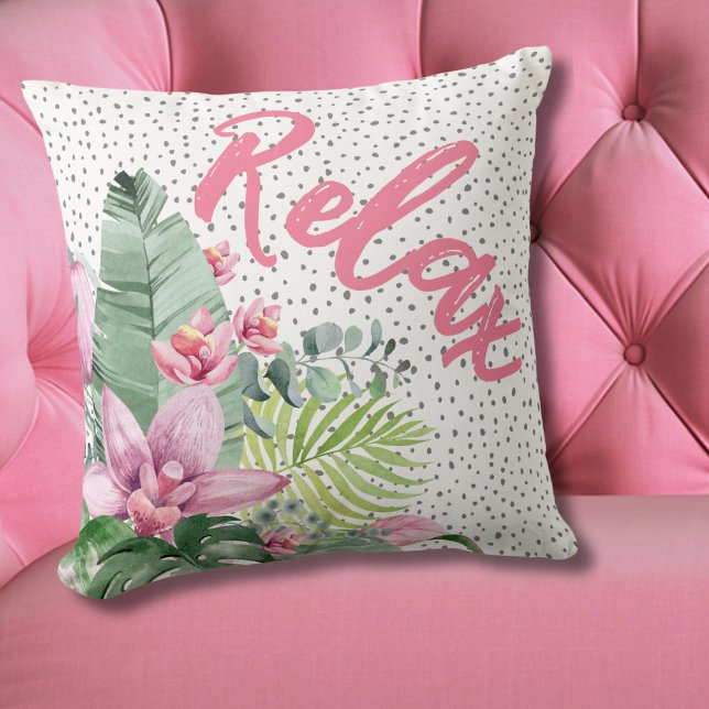 Botanisch floral tropisch kissen (Floral Watercolor Tropical Throw Pillow)