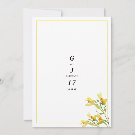 Botanisch-gelb-orange-grüne Frühlingssonne Einladung (Rückseite)