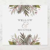Botanisch gemischt | Erdfarben | Hochzeit Schaumweinetikett (Einzelnes Label)