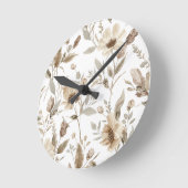Botanisch gemusterte Wanduhr | Florale Uhr (Winkel)
