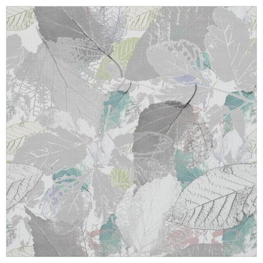 Botanisch, grau, Blätter, weiß und grau, türkis Stoff (Muster)