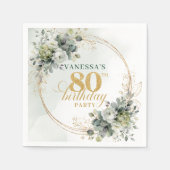 Botanisch Grün Gold Eukalyptus 80. Geburtstag Serv Serviette (Vorderseite)