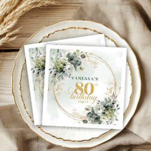 Botanisch Grün Gold Eukalyptus 80. Geburtstag Serv Serviette
