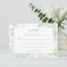 Botanisch grün und rosa RSVP karte