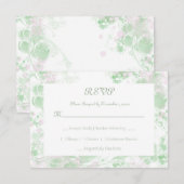 Botanisch grün und rosa RSVP karte (Vorne/Hinten)