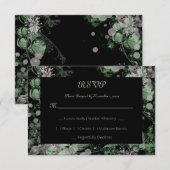Botanisch grün und rosa RSVP karte (Vorne/Hinten)