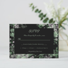Botanisch grün und rosa RSVP karte