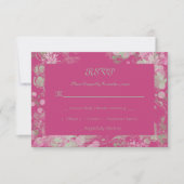 Botanisch grün und rosa RSVP karte (Vorderseite)