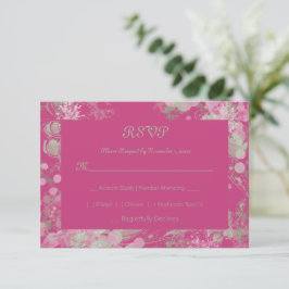 Botanisch grün und rosa RSVP karte