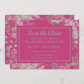 Botanisch grün und rosa save the date (Vorne/Hinten)