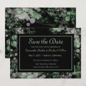 Botanisch grün und rosa save the date (Vorne/Hinten)