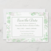 Botanisch grün und rosa save the date (Vorderseite)