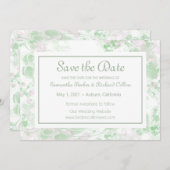 Botanisch grün und rosa save the date (Vorne/Hinten)