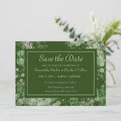 Botanisch grün und rosa save the date (Stehend Vorderseite)