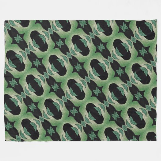 Botanisch Grün und Schwarz Fleecedecke (Vorderseite (Horizontal))