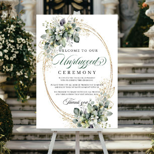 Botanisch Grün Weiße Unplugged-Zeremonie Hochzeit  Poster
