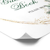 Botanisch grün-weißes Gästebuch-Tischschild Poster (Ecke)