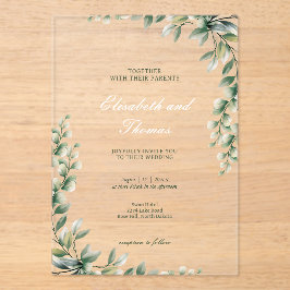 Botanisch-grüne Blätter Acryleinladungen