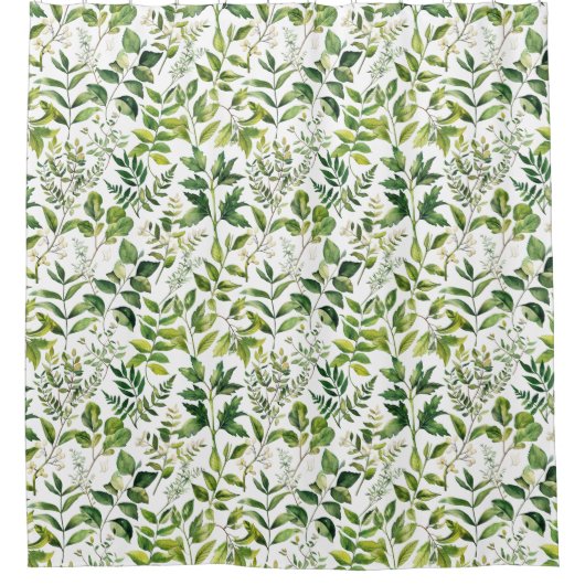 Botanisch grüne Blätter Duschvorhang (Vorderseite)