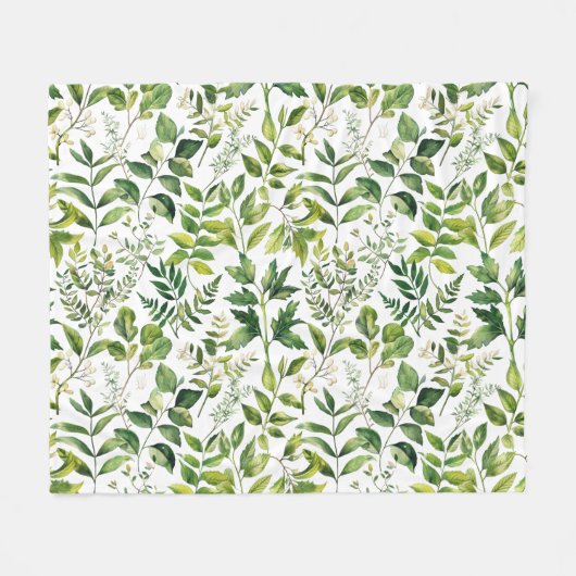 Botanisch grüne Blätter Fleecedecke (Vorderseite (Horizontal))