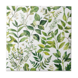 Botanisch grüne Blätter Fliese