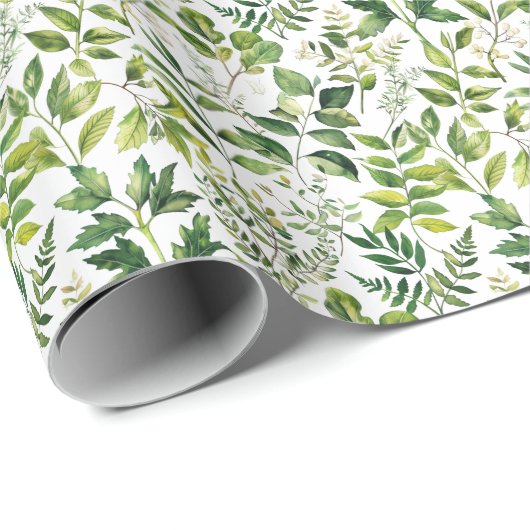 Botanisch grüne Blätter Geschenkpapier (Rolleneckpunkt)