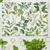 Botanisch grüne Blätter Geschirrtuch (Gefaltet)