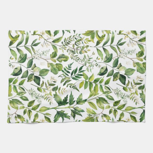 Botanisch grüne Blätter Geschirrtuch (Horizontal)