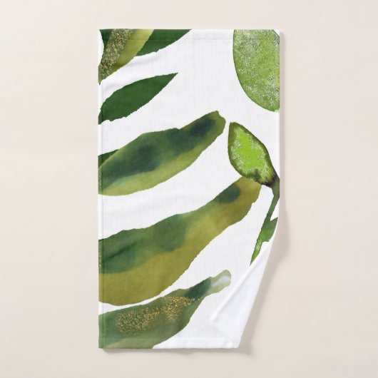 Botanisch grüne Blätter Minimal einfach, simplisti Badhandtuch Set (Handtuch)