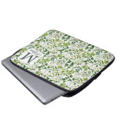 Botanisch grüne Blätter, monogramm Laptopschutzhülle (Vorne Knopf)