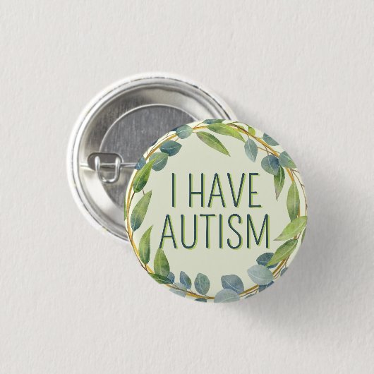 Botanisch Grüne Blätter Textautismus Button (Vorne & Hinten)