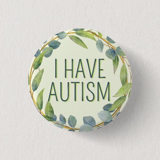 Botanisch Grüne Blätter Textautismus Button (Vorderseite)