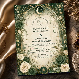 Botanisch grüne himmlische Hochzeit Einladung